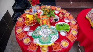 Mâm cúng khai trương đầu năm của công ty Tavie Nuts (Nguồn ảnh_ Tâm Việt - Nông sản sạch)