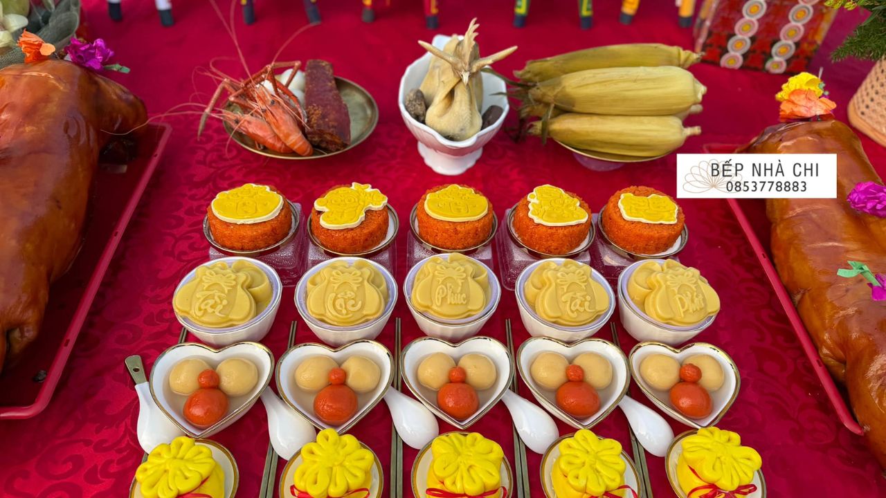 Mâm cúng lễ động thổ trang trọng (Nguồn ảnh_ Bếp nhà Chi)