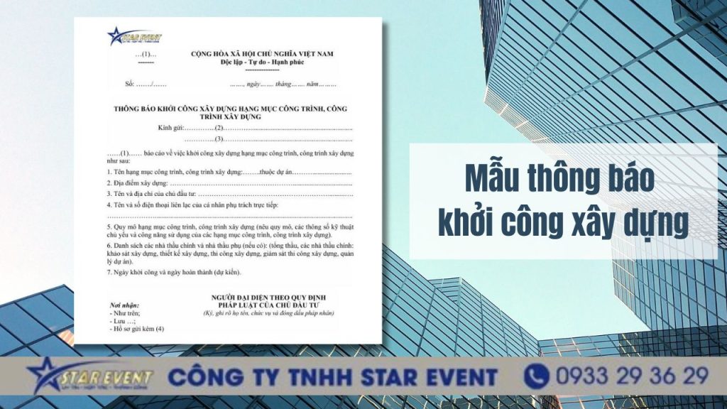 Mẫu thông báo khởi công